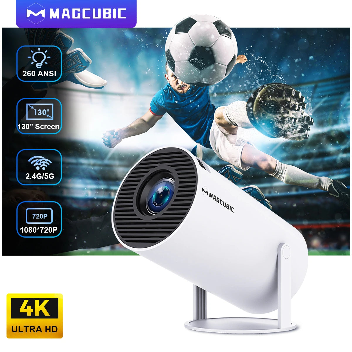 Projector HY300 PRO 4K Android 11 Dual Wifi6 260ANSI Allwinner H713 BT5.0 1080P 1280*720P Home Cinema Outdoor Projetor